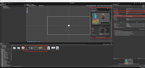 Sprite Editor с четырьмя вырезанными спрайтами в Unity