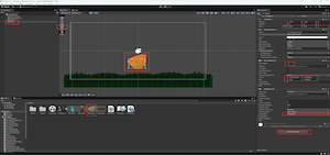 Игрок добавлен в сцену Unity с компонентами Box Collider и Rigidbody