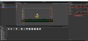 Сцена Unity с размещёнными LeftWall и RightWall